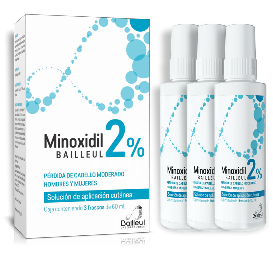 Minoxidil 2% 3 Frascos x 60 ml