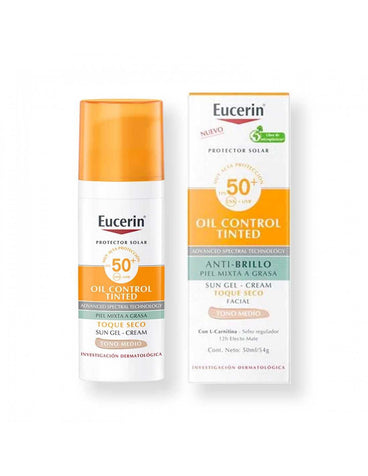 EUCERIN Sun Facial Gel Oil Control Toque Seco FPS 50+ 50 ml - Tono Medio